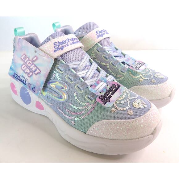 New SKECHERS Princess Wishes Slip-On Light-Up Sneaker Lavender Girl Kids' Sz 2.5 - Picture 1 of 12